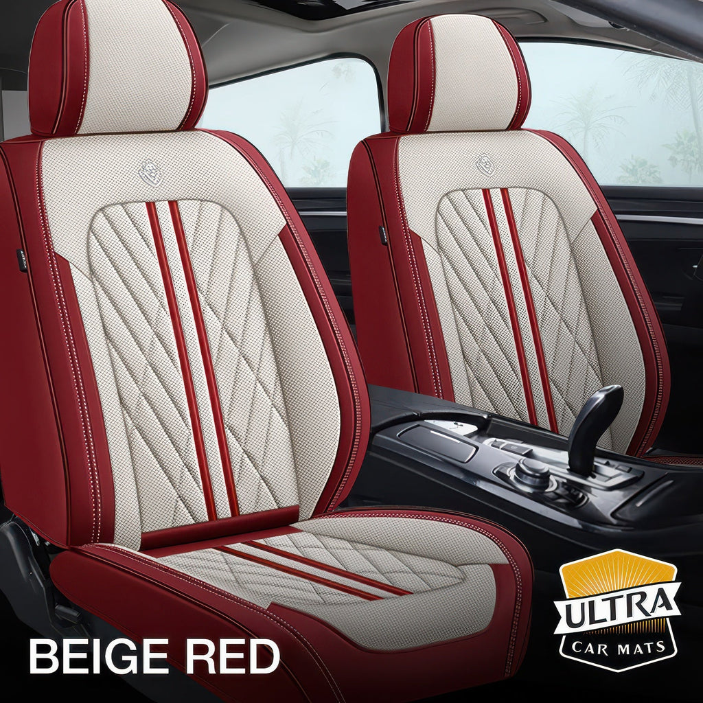 Beige & Red Car Seat Covers