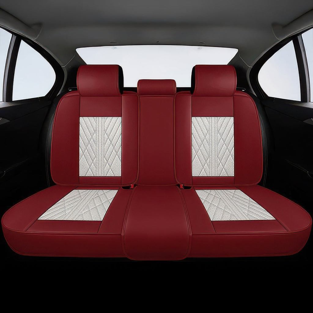 Beige & Red Car Seat Covers