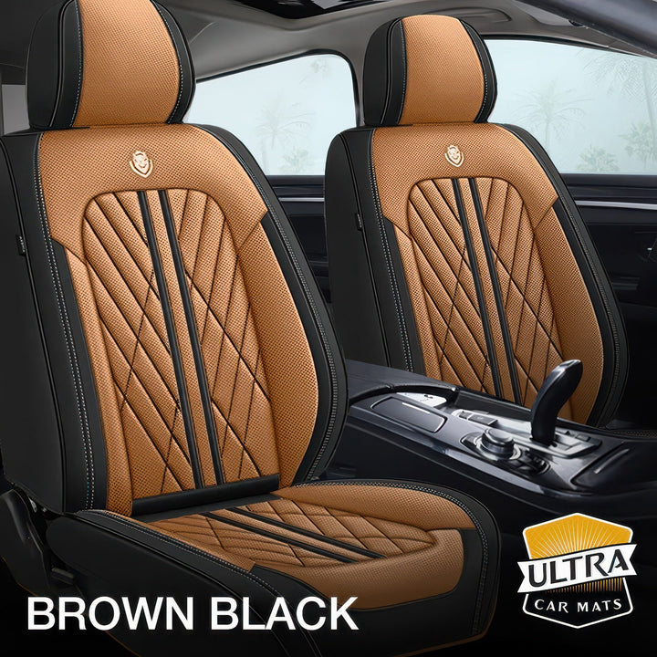 Brown and Black Car Seat Covers