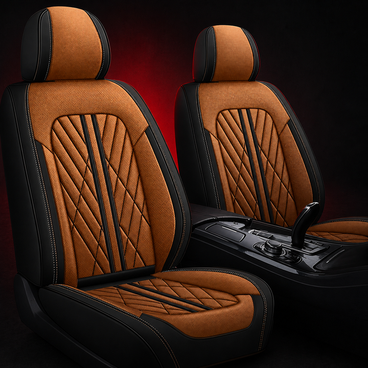 Brown and Black Car Seat Covers