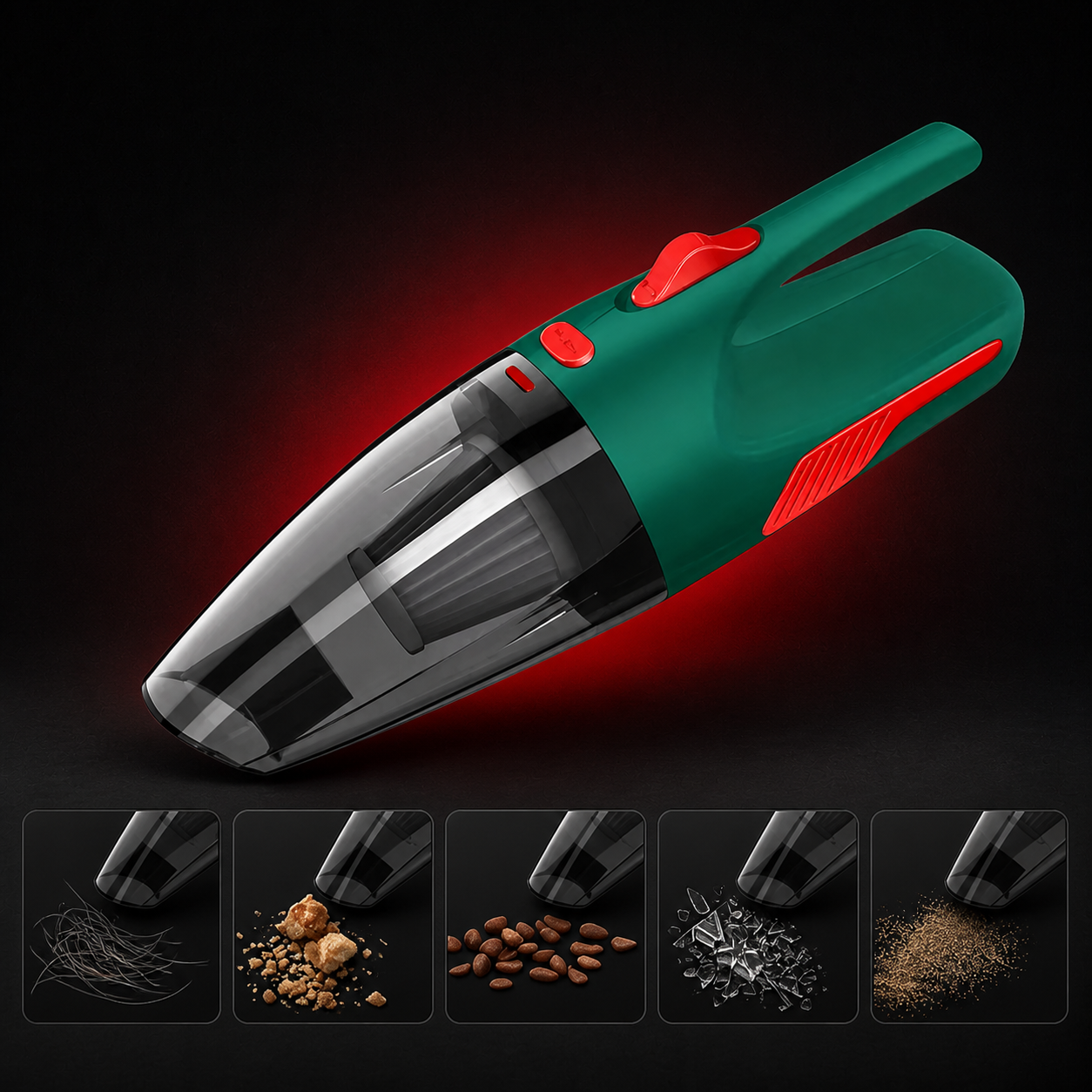 Cordless Car Vacuum cleaning capability examples without text