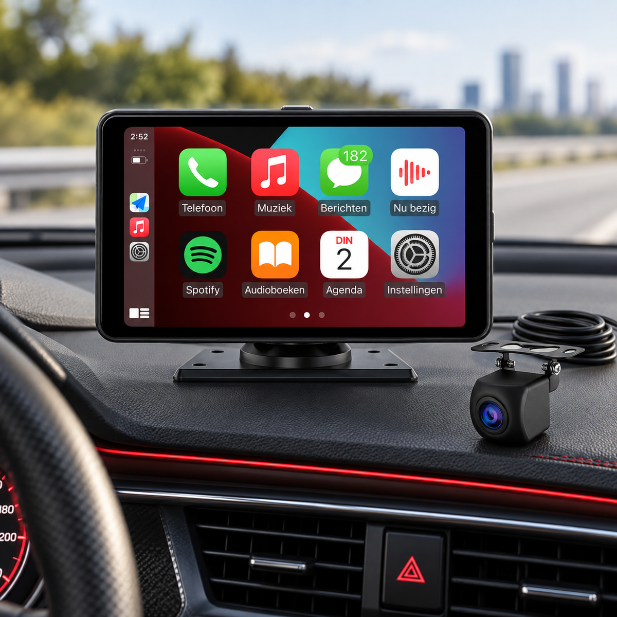 Navion One wireless CarPlay display and rear camera