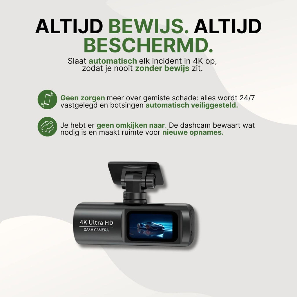 GuardianView Pro Dashcam Auto | 4K Ultra HD met Wi-Fi & Smartphone App