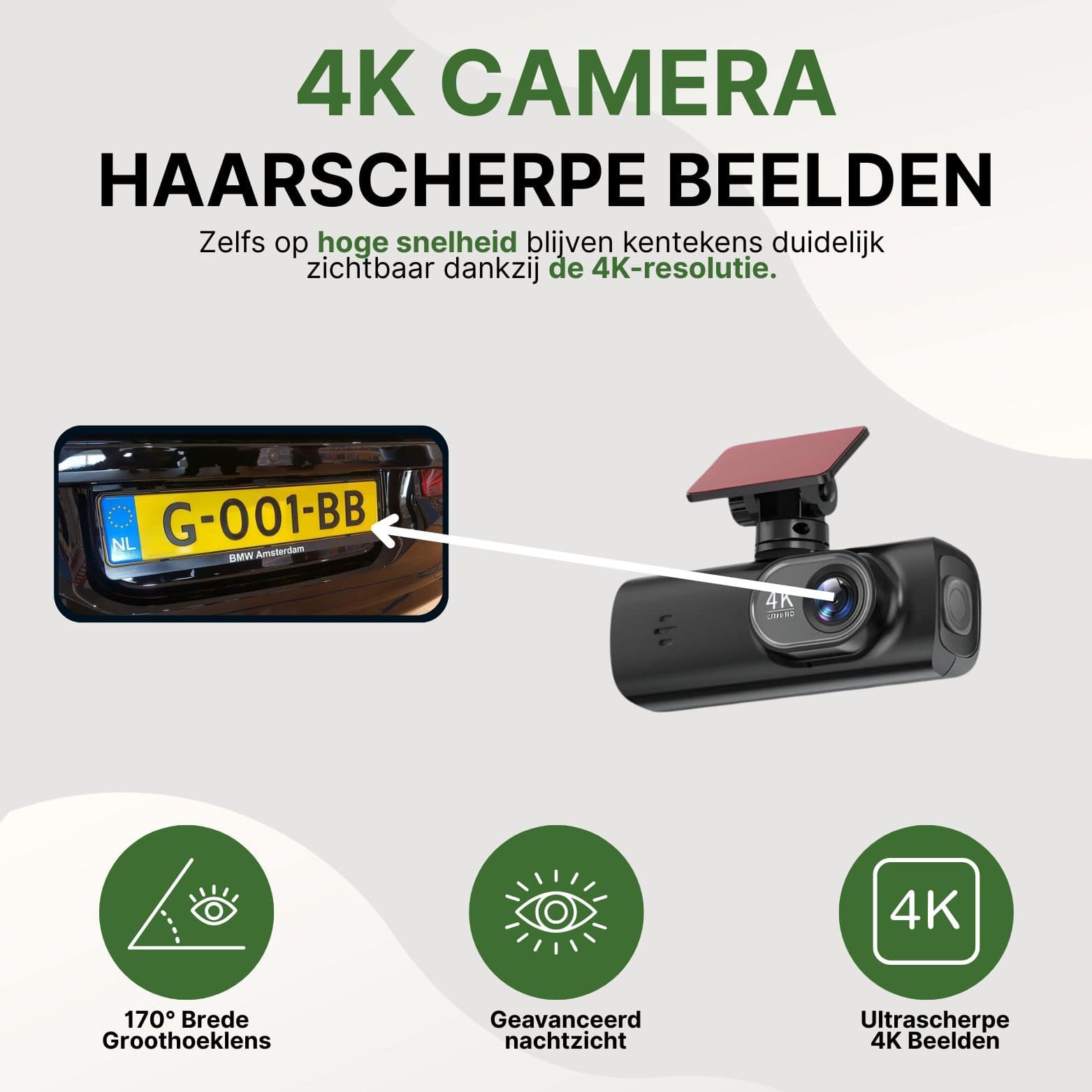 GuardianView Pro Dashcam Auto | 4K Ultra HD met Wi-Fi & Smartphone App