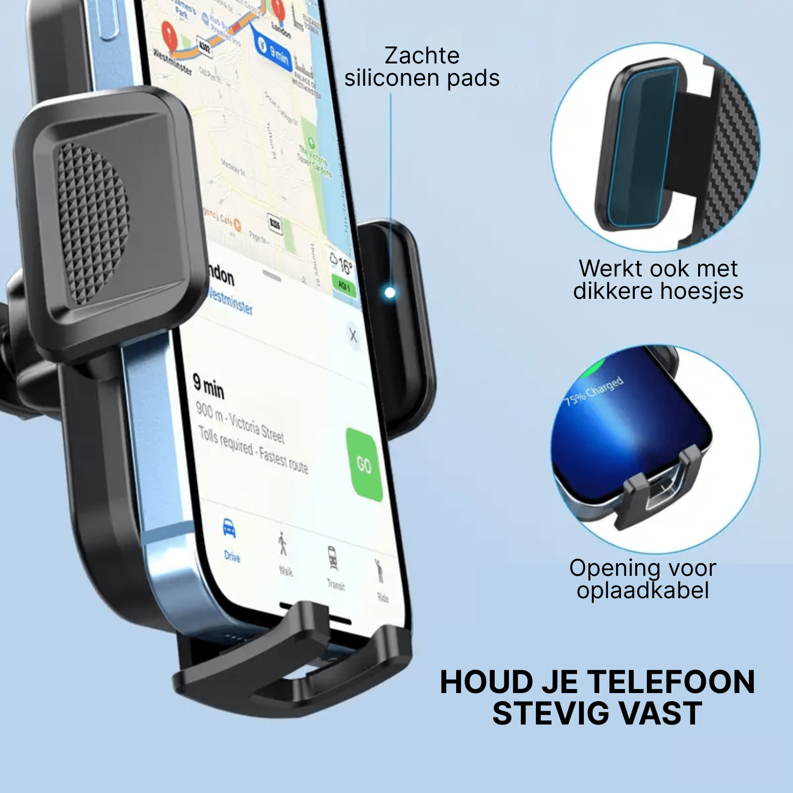Holdify™ – 360° Verstelbare Auto Telefoonhouder met Sterke Zuignap